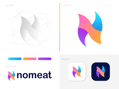 Modern golden ratio N letter logo for nomeat abstract branding branding agency design gfxhouse golden ratio logo icon illustration lettermark logo logo design branding logo designer logo mark logodesign logotype mark icon symbol mobile n typography vector