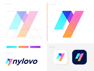 N+Y letter logo - Nylovo modern logo abstract app icon app icon logo brand and identity brand identity branding branding agency flat design gfxhouse illustration letter logo lettermark logo logo logo design branding logo designer logo mark logodesign logotype modern v letter logo