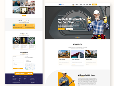 Construction Landing page agency agency landing page agency website branding agency clean clean ui gfxhouse graphic design graphic design web home page interface landing page product ui design ui web design web webdesign website website design