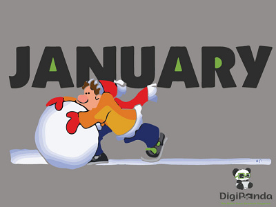 Hello January 2021 banner bannert design cartoon colourful first month minimal winter