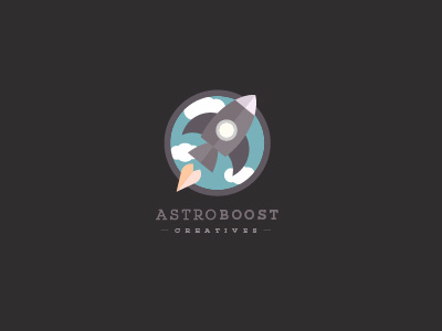 Astroboost Logo clouds creative design flat graphic logo modern rocket sky