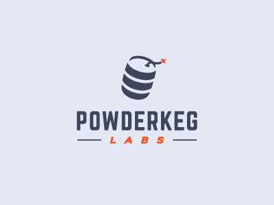 Powderkeg Labs blue boom clean design flat graphic keg logo red startup