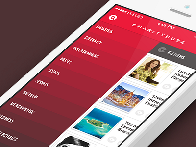 Charity Buzz Ui charitybuzz mobile red ui