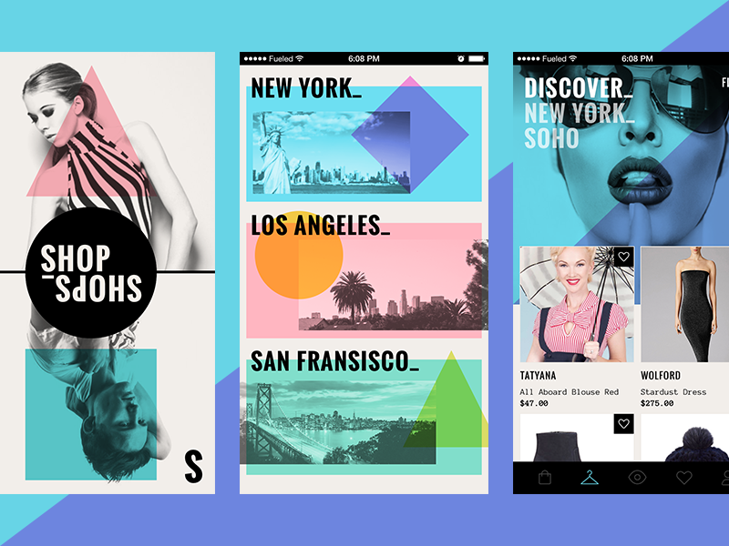 Looking the part! branding shopping new york colour shapes geometric abstract ui mobile fashion