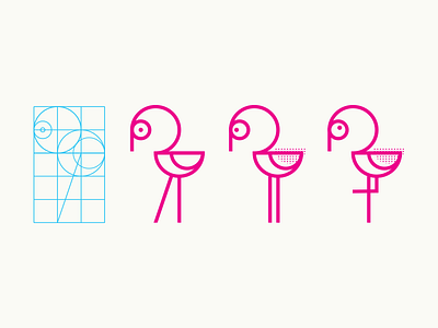 Bird 1 bird character flamingo grid icon illustration line art logo pattern pink