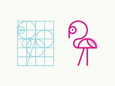 Bird 2 bird character flamingo grid icon illustration line art logo pattern pink