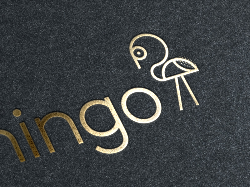 Fancy Bird inspiration foil blocked print illustration icon logo flamingo bird fancy