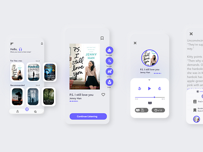 Audiobooks app branding design illustration minimal uidesign uiux ux uxdesign web