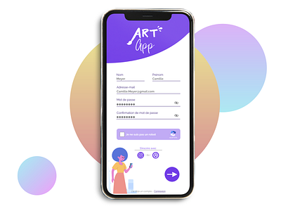 Art App - Sign up page - Daily UI #1 daily ui dailyui french purple singup
