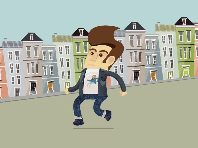 The man with the toupee takes a walk, final animation animated character illustration project walkcycle wip