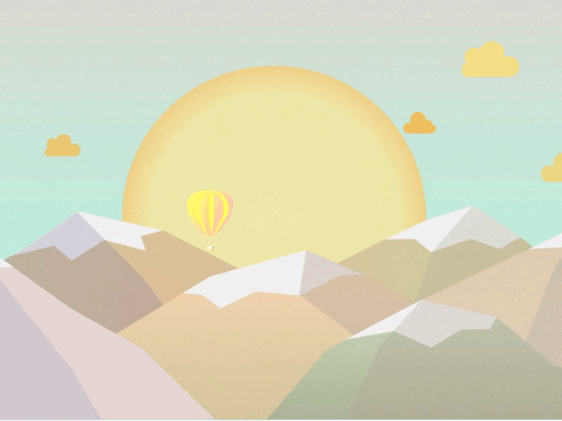 Balloon trip animations baloon illustration mountains wip