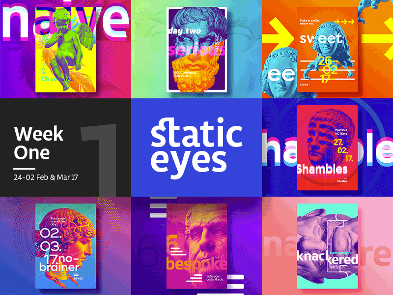 ☝ static eyes☝ #01 • Week Collection 2017 brazil colours design duotone freelance gradient portfolio poster sculpture type typography