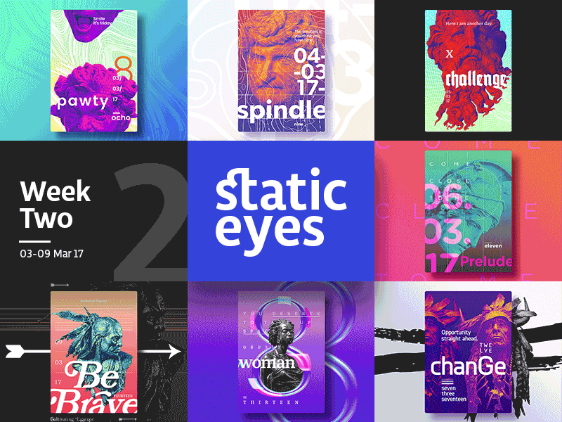 ☝ static eyes☝ #02 • Week Collection 2017 brazil colours design duotone freelance gradient portfolio poster sculpture type typography