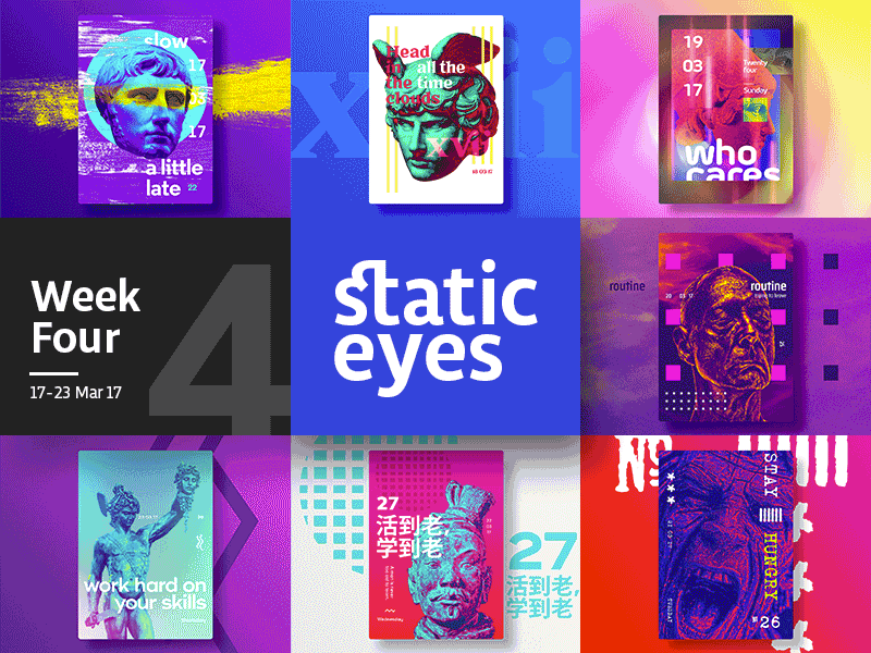 ☝ static eyes☝ #04 • Week Collection 2017 brazil colours design duotone freelance gradient portfolio poster sculpture type typography