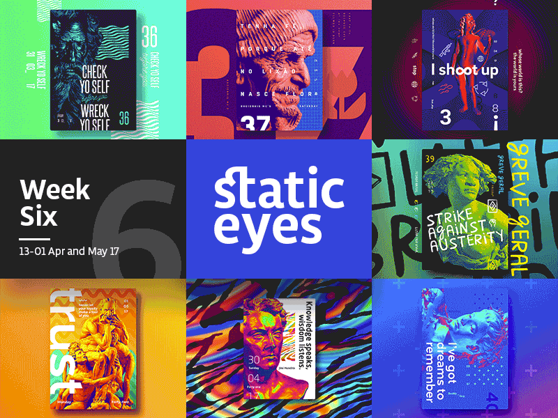 ☝ static eyes☝ #06 • Week Collection 2017 brazil colours design duotone freelance gradient portfolio poster sculpture type typography