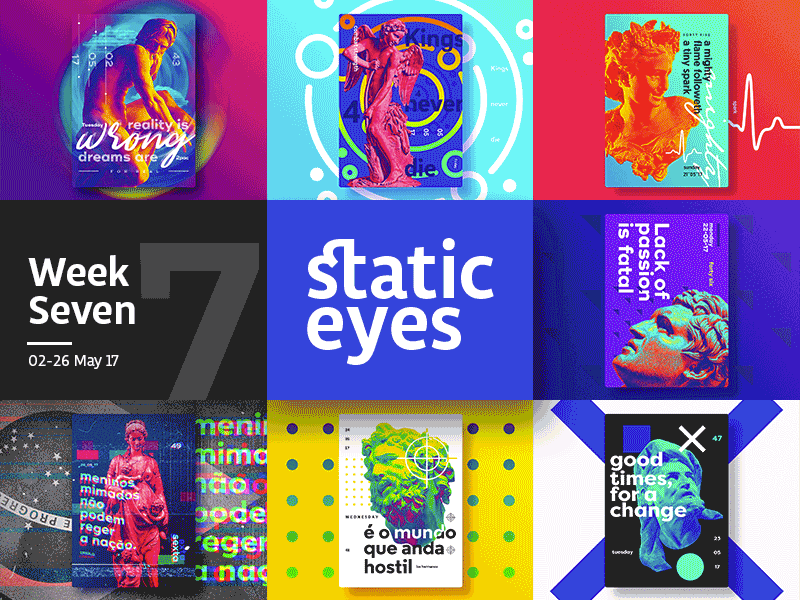 ☝ static eyes☝ #07 • Week Collection 2017 brazil colours design duotone freelance gradient portfolio poster sculpture type typography