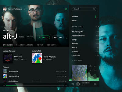 Murk Spotify alt j brazil concept design fluent murk spotify ui ux