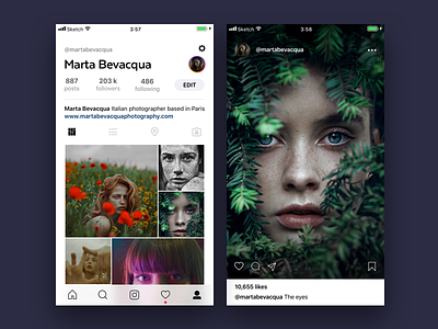 Instagram app concept 📷 app app store apple fluent instagram ios11 mobile photo sketch app ui ux