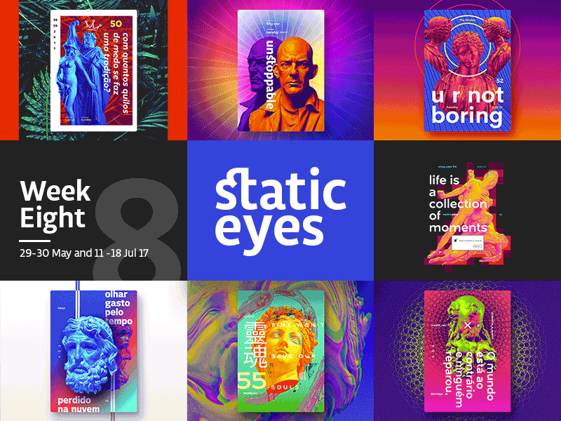 ☝ static eyes☝ #08 • Week Collection 2017 brazil colours design duotone freelance gradient portfolio poster sculpture type typography