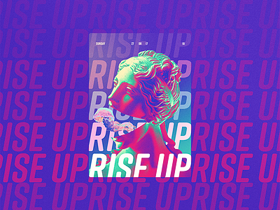 ☝ static eyes☝ #61 • rise up 2017 colours design duotone freelance gradient portfolio poster sculpture type typography vaporwave