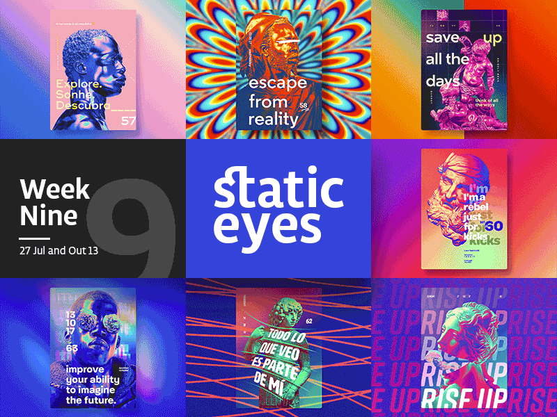 ☝ static eyes☝ #09 • Week Collection 2017 brazil colours design duotone freelance gradient portfolio poster sculpture type typography