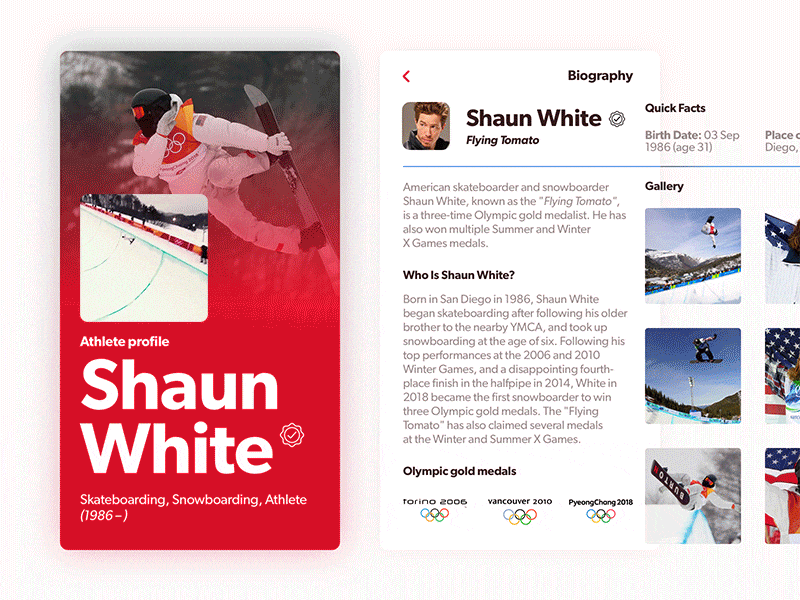 Shaun White - The Flying Tomato concept design loop olympic product shaun white snow snowboard tomato trend typography ui