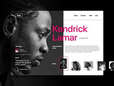 -02- color grid kendrick lamar landing page layout music pego rap ui ux web design website