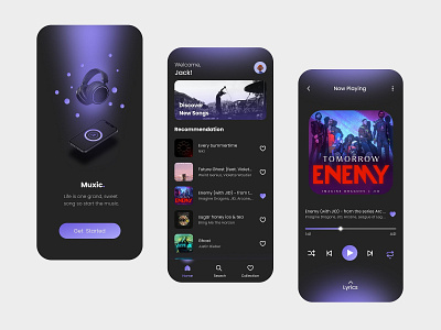 Muxic🎵- Music Player App app dark dark app design mobile app music music player purple ui ux