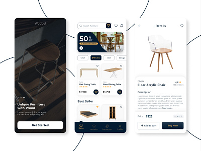 Woobel 🪑 - Furniture App app design furniture furniture app graphic design mabel mobile app ui ui design ux design