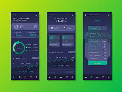 Raseed - Mirco-investments App analytics crypto dashboard ui data visulization fintech app investment mobile app ui ux