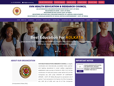 Svn Health Eduvation & Research Council design education website educational school website ui