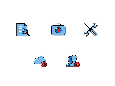 Icons for Health Monitoring Tool blue cloud file health icons monitoring red repair search tool