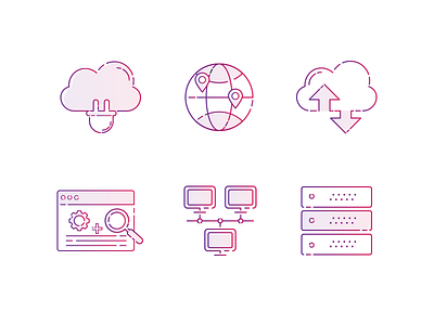 Line Icons for a upcoming project cloud global icons monitoring networking plugins server