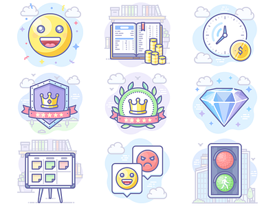 Latest Scenarium icons bookkeeping emoji icojam icon icons illustration jewel luxury scenarium scrum traffic lights vector
