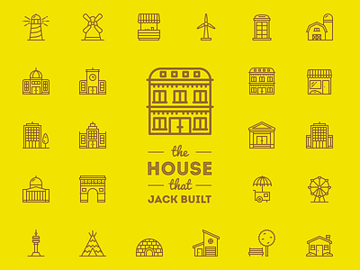 The house that Jack built building home hotel house icojam icons jack lighthouse office park shop vector