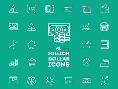 The million dollar icons cart cash coins credit card finance icojam icons pyramid safe shop vector wallet