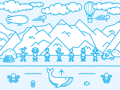 New stuff in City Constructor Kit part 3 city clouds constructor icojam mountains octopus people vector whale