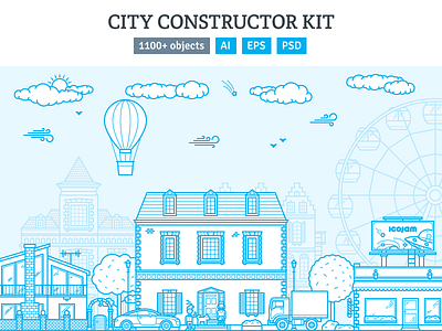 City Constructor Kit v.2 2d building city constructor flat house icojam kit outline vector
