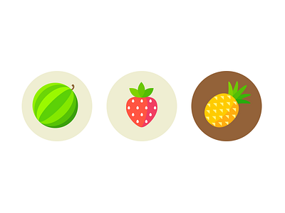 Fruits flat fruits icojam icons juicy pineapple strawberry vector watermelon