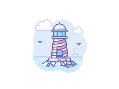 Lighthouse flat icojam icons illustration lighthouse nautical outline vector