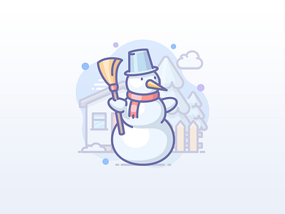 Snowman broom christmas icojam icon new year scenarium snowman xmas