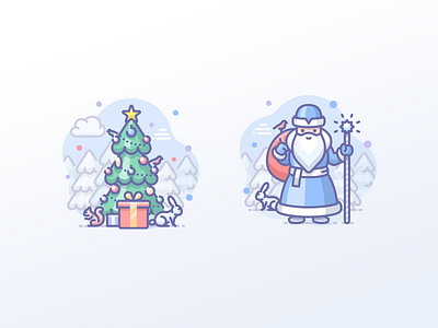 New year tree and Father Frost
