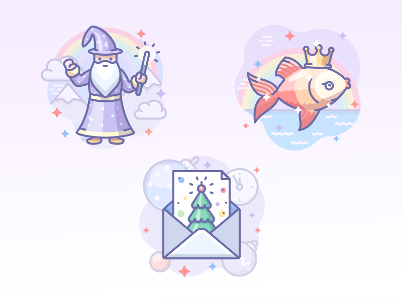 Wishes and wonders wizard wishes fir new year tree goldfish magic merlin christmas x-mas xmas new year icons icon scenarium icojam