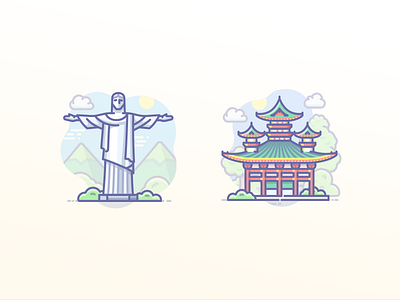 Jesus in Brazil and Heian Shrine in Japan