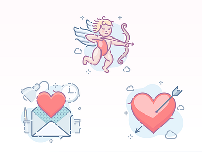Valentine's Day angel arrow bow cupid heart icons love mail scenarium silver valentine valentine day