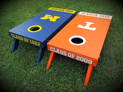 House Burry Cornhole Boards cornhole hand painted michigan tennessee volunteers wolverines