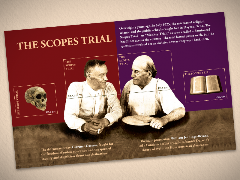 Scopes Trial Stamps Sheet stamp darrow tennessee evolution monkey trial scopes