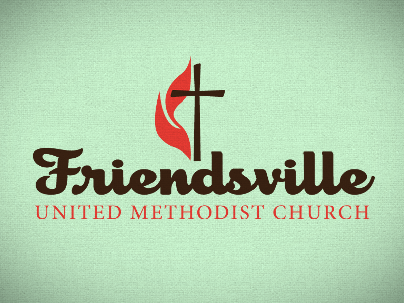 Friendsville United Methodist Church script logotype jesus flame cross church methodist umc fumc