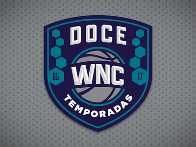 Doce Temporadas anniversary basketball logotype twelve wnc years