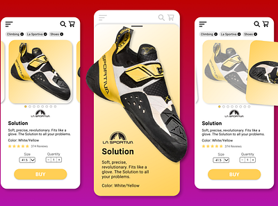 E - commerce shop (1 Item) 012 animation branding climbing shoe daily ui dailyui design e commerce ecommerce figma graphic design illustration logo single item ui uidesign uxdesign vector